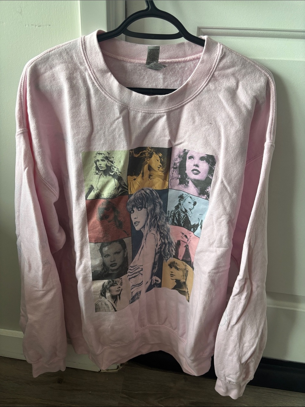 Taylor Swift Pink Crewneck with Multicolor Graphic